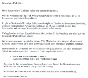 Schreiben VDK Grafenrheinfeld